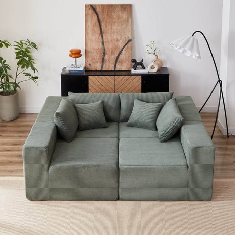 Corduroy Modular L - Shaped Sectional Sofa Set - Driftwood - Sleep Galleria