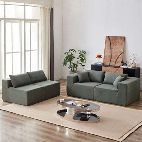 Corduroy Modular L - Shaped Sectional Sofa Set - Driftwood - Sleep Galleria