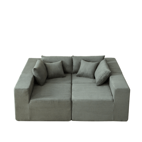 Corduroy Modular L - Shaped Sectional Sofa Set - Driftwood - Sleep Galleria