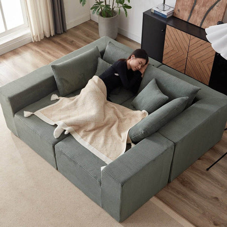 Corduroy Modular L - Shaped Sectional Sofa Set - Driftwood - Sleep Galleria