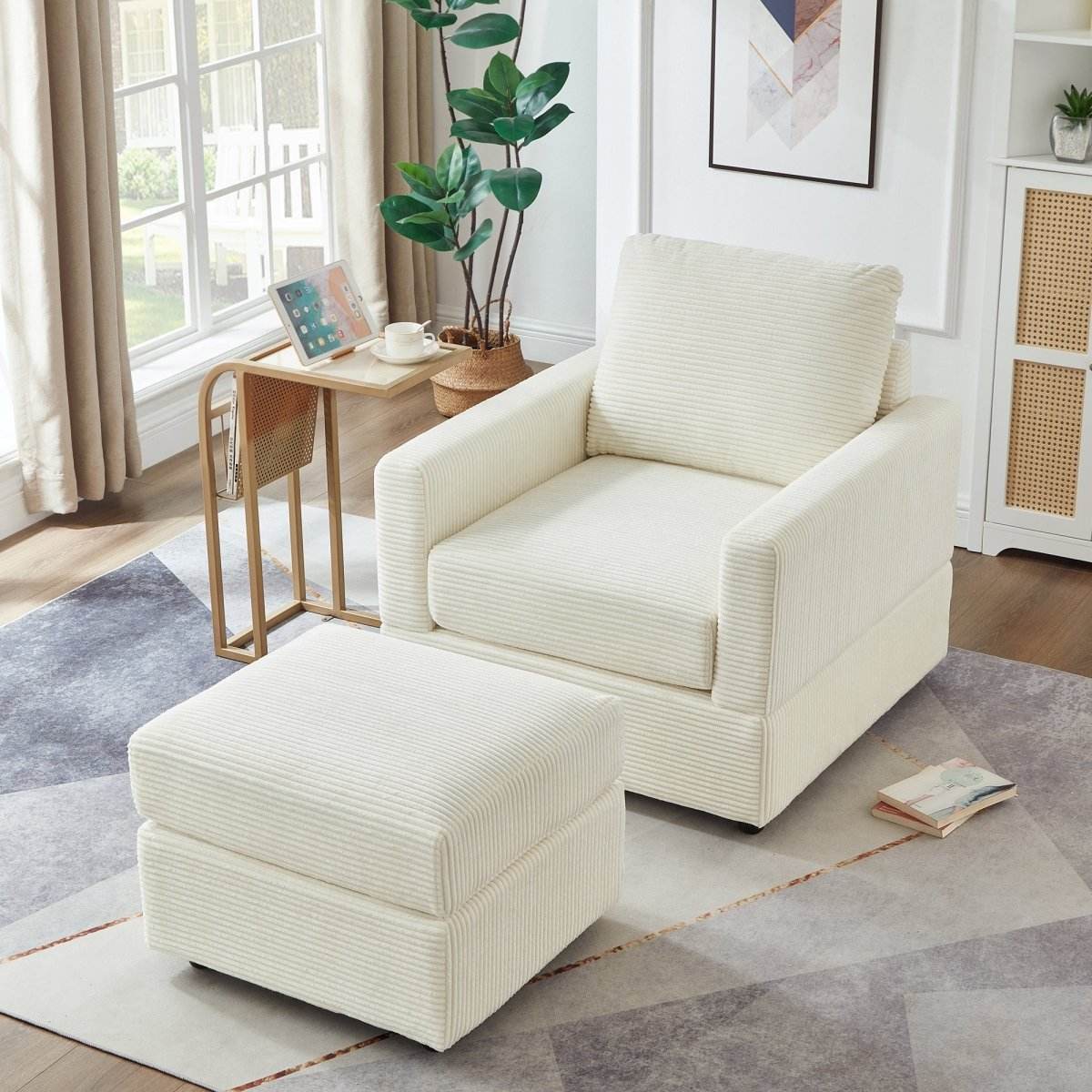 Corduroy Upholstered Adjustable Chaise Lounge Chair - Sleep Galleria