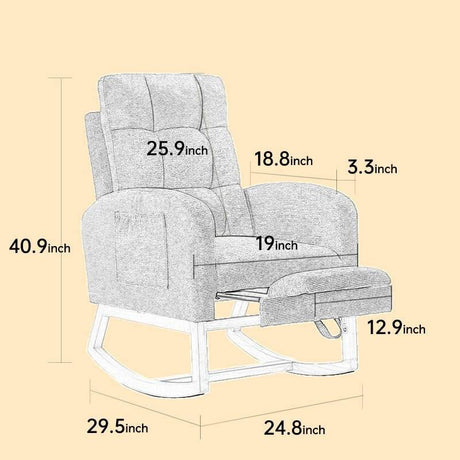 Dark Grey Polyester Blend Modern Rocking Chair - Sleep Galleria
