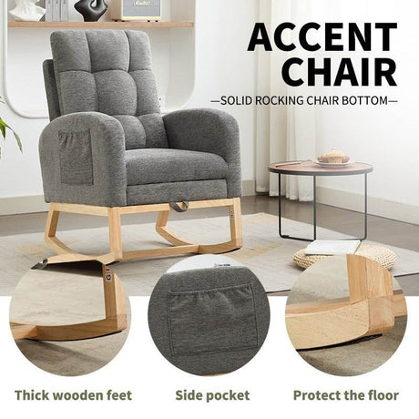 Dark Grey Polyester Blend Modern Rocking Chair - Sleep Galleria