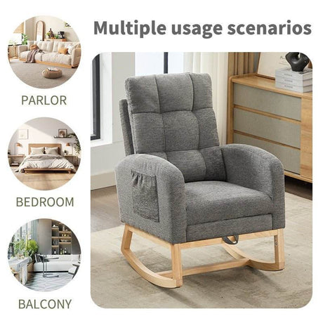 Dark Grey Polyester Blend Modern Rocking Chair - Sleep Galleria