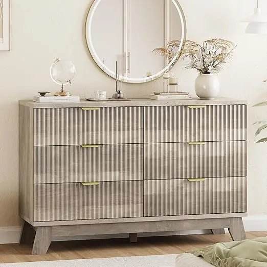 Fluted MidCentury Modern 9-Drawer Wooden Dresser - Sleep Galleria