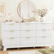Fluted MidCentury Modern 9-Drawer Wooden Dresser - Sleep Galleria