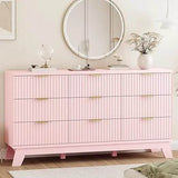 Fluted MidCentury Modern 9-Drawer Wooden Dresser - Sleep Galleria