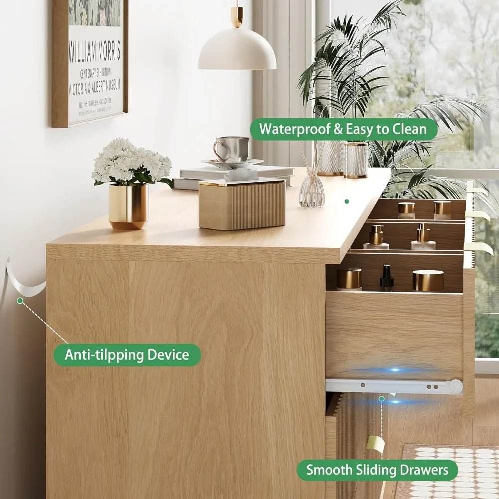 Fluted MidCentury Modern 9-Drawer Wooden Dresser - Sleep Galleria