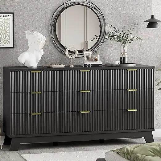 Fluted MidCentury Modern 9-Drawer Wooden Dresser - Sleep Galleria