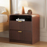 Fluted Modern Nightstand With Charging Station - Sleep Galleria