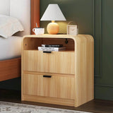 Fluted Modern Nightstand With Charging Station - Sleep Galleria