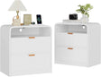 Fluted Modern Nightstand With Charging Station - Sleep Galleria