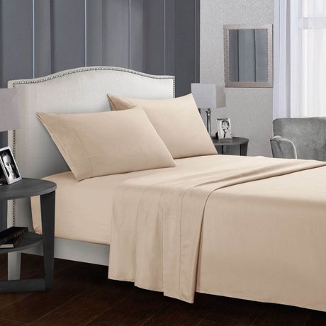 Four - Piece Wrinkle - Resistant Cotton Bed Sheet Set - Driftwood - Sleep Galleria