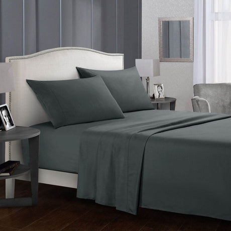 Four - Piece Wrinkle - Resistant Cotton Bed Sheet Set - Driftwood - Sleep Galleria