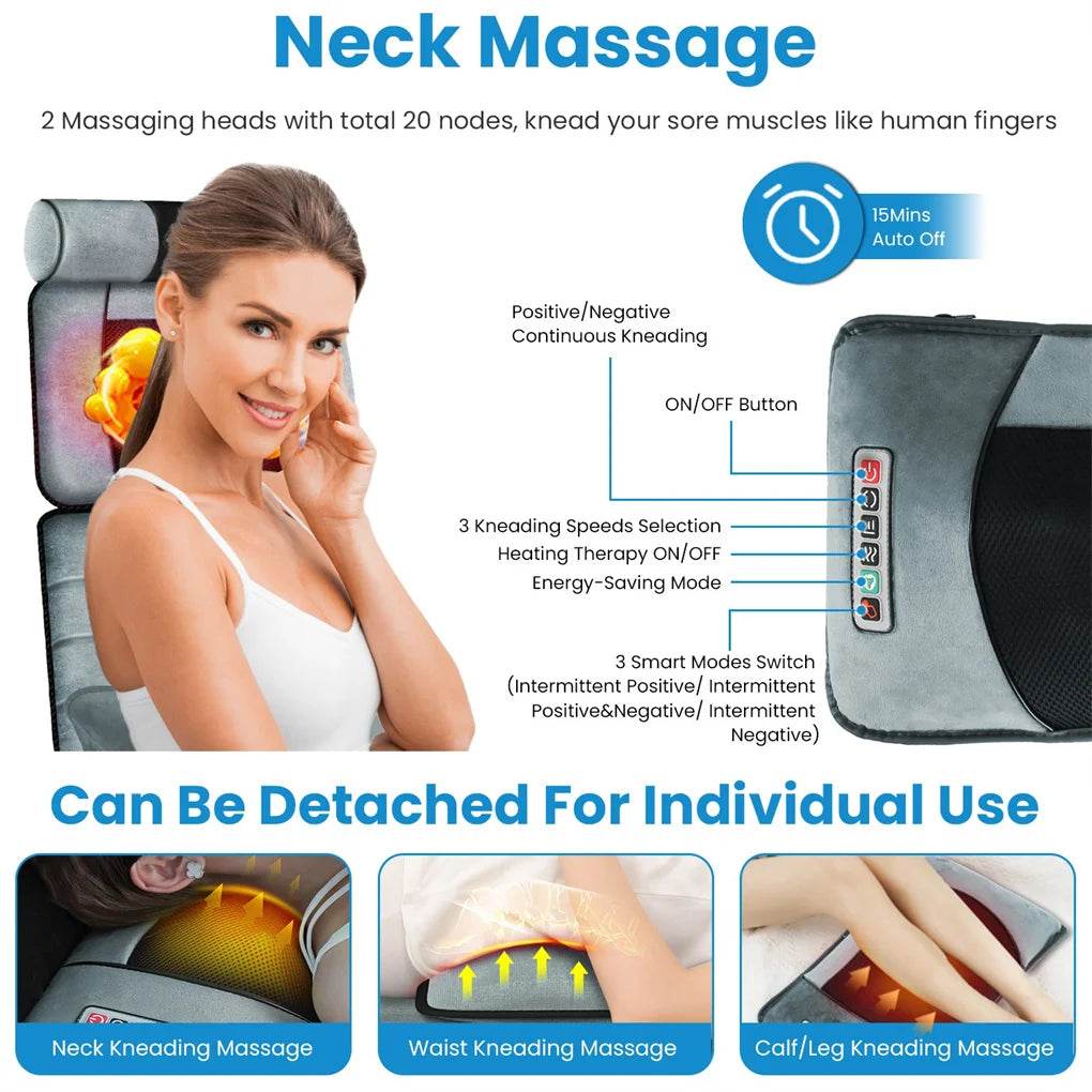 Full Body Heated Vibration Massage Mat With Neck Foot Support - Driftwood - Sleep Galleria