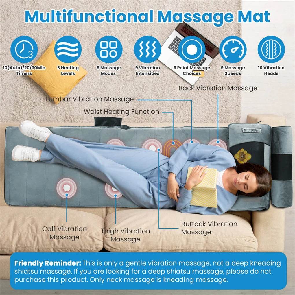 Full Body Heated Vibration Massage Mat With Neck Foot Support - Driftwood - Sleep Galleria