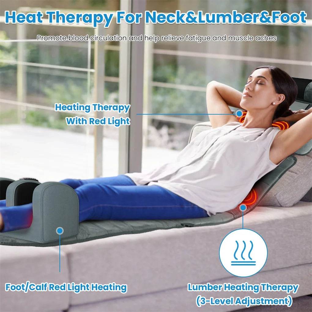Full Body Heated Vibration Massage Mat With Neck Foot Support - Driftwood - Sleep Galleria