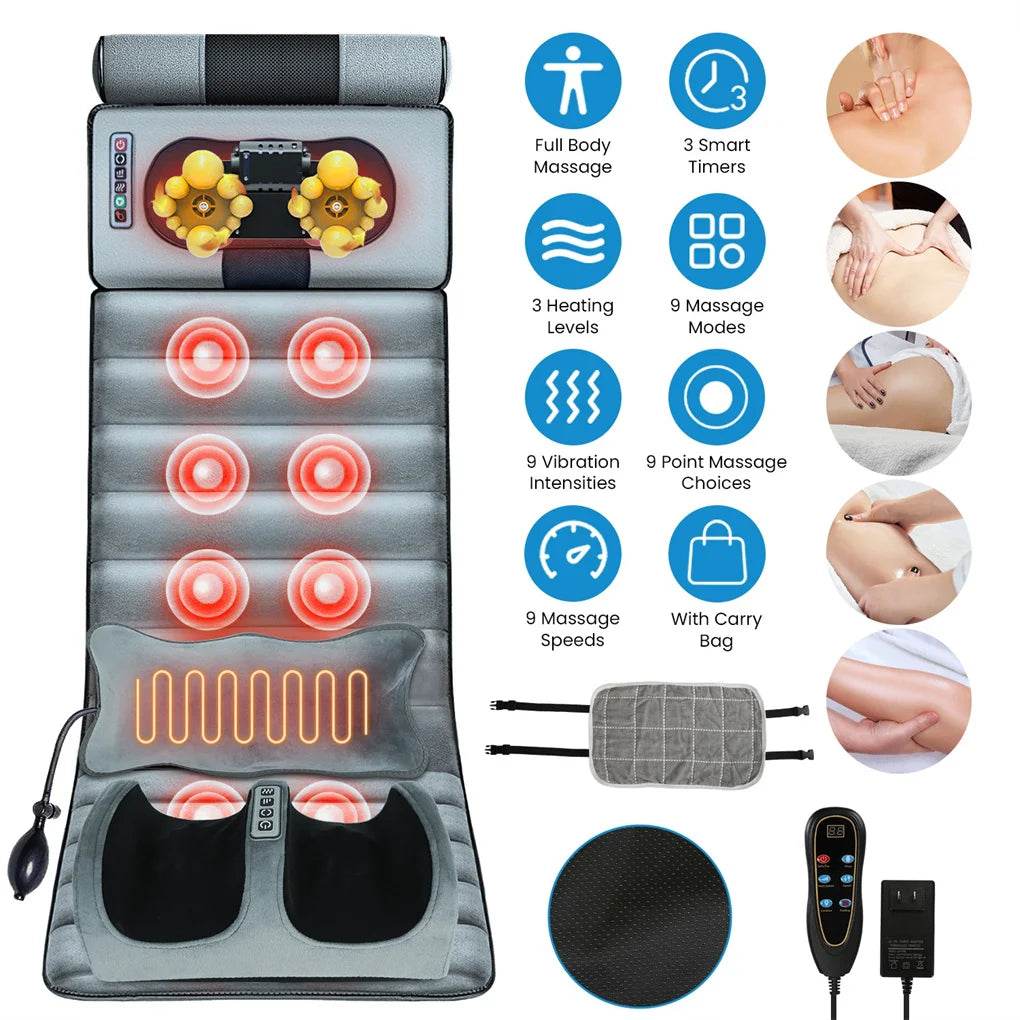 Full Body Heated Vibration Massage Mat With Neck Foot Support - Driftwood - Sleep Galleria