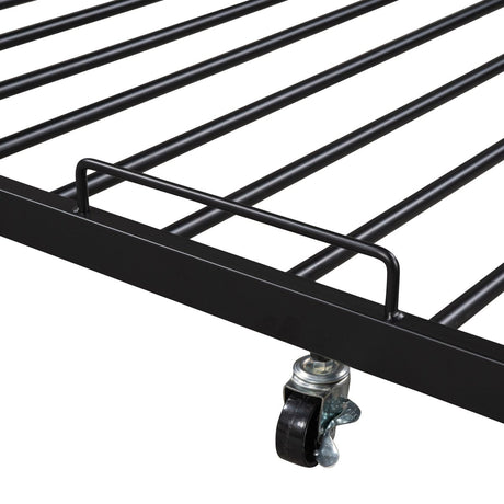 Full Metal Platform Bed Frame With Trundle USB Ports - Driftwood - Sleep Galleria