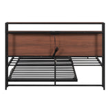 Full Metal Platform Bed Frame With Trundle USB Ports - Driftwood - Sleep Galleria