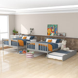 Full Over Full Bunk Bed With Twin Trundle Ladder - Driftwood - Sleep Galleria