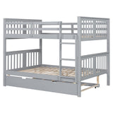 Full Over Full Bunk Bed With Twin Trundle Ladder - Driftwood - Sleep Galleria