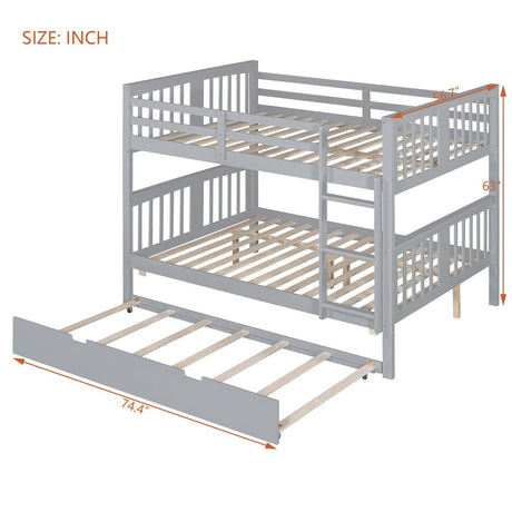 Full Over Full Bunk Bed With Twin Trundle Ladder - Driftwood - Sleep Galleria