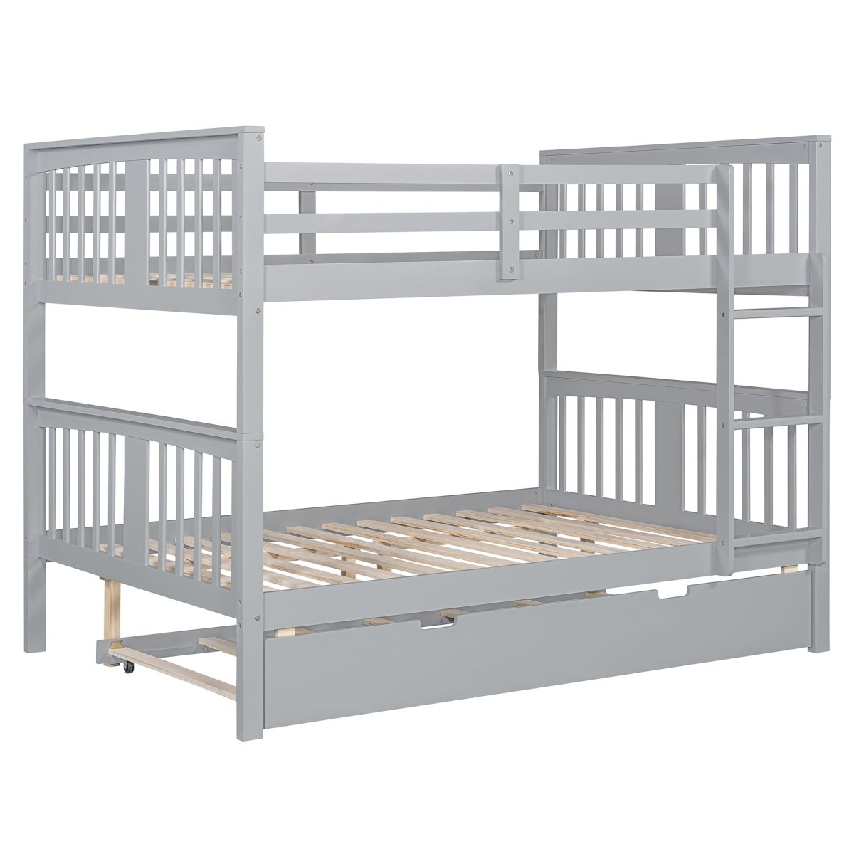 Full Over Full Bunk Bed With Twin Trundle Ladder - Driftwood - Sleep Galleria