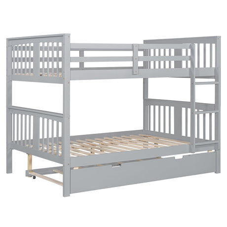 Full Over Full Bunk Bed With Twin Trundle Ladder - Driftwood - Sleep Galleria