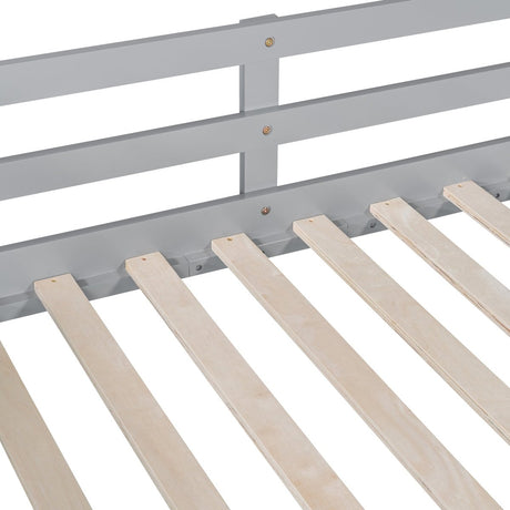 Full Over Full Bunk Bed With Twin Trundle Ladder - Driftwood - Sleep Galleria