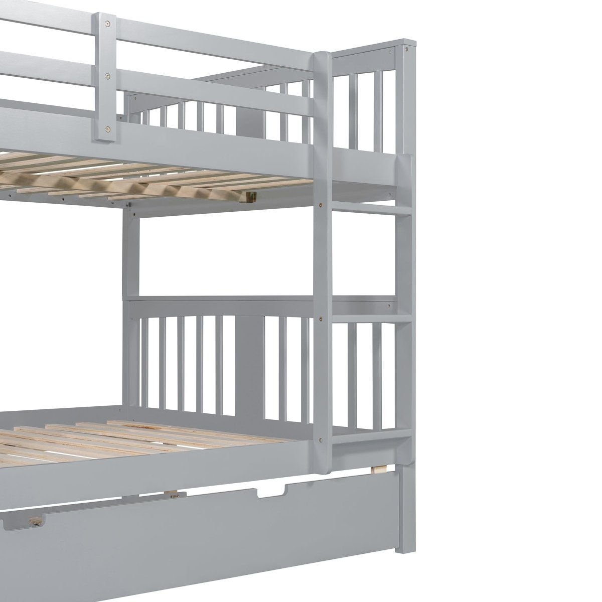 Full Over Full Bunk Bed With Twin Trundle Ladder - Driftwood - Sleep Galleria
