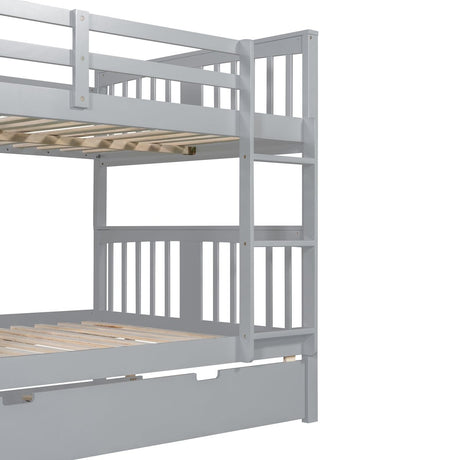 Full Over Full Bunk Bed With Twin Trundle Ladder - Driftwood - Sleep Galleria