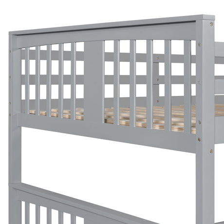Full Over Full Bunk Bed With Twin Trundle Ladder - Driftwood - Sleep Galleria