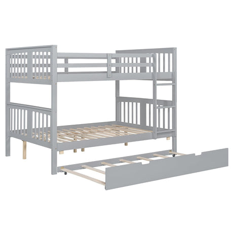 Full Over Full Bunk Bed With Twin Trundle Ladder - Driftwood - Sleep Galleria