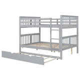 Full Over Full Bunk Bed With Twin Trundle Ladder - Driftwood - Sleep Galleria