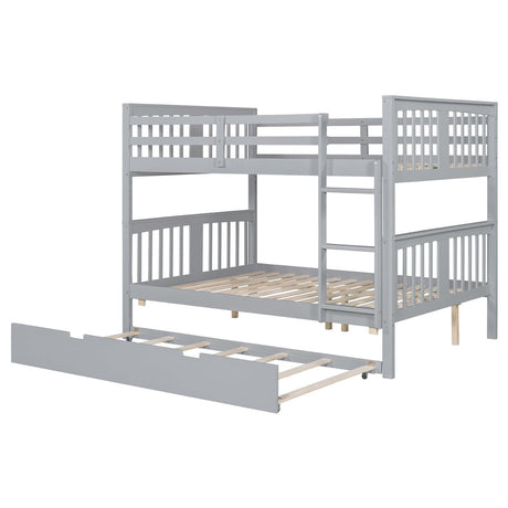Full Over Full Bunk Bed With Twin Trundle Ladder - Driftwood - Sleep Galleria