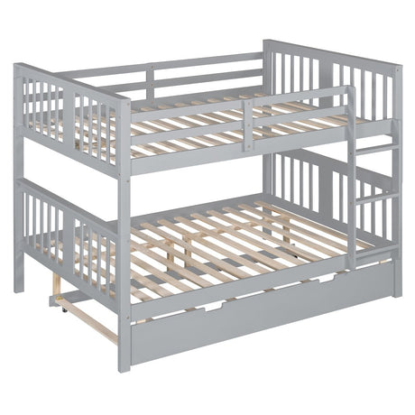 Full Over Full Bunk Bed With Twin Trundle Ladder - Driftwood - Sleep Galleria