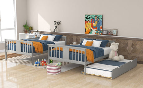Full Over Full Bunk Bed With Twin Trundle Ladder - Driftwood - Sleep Galleria