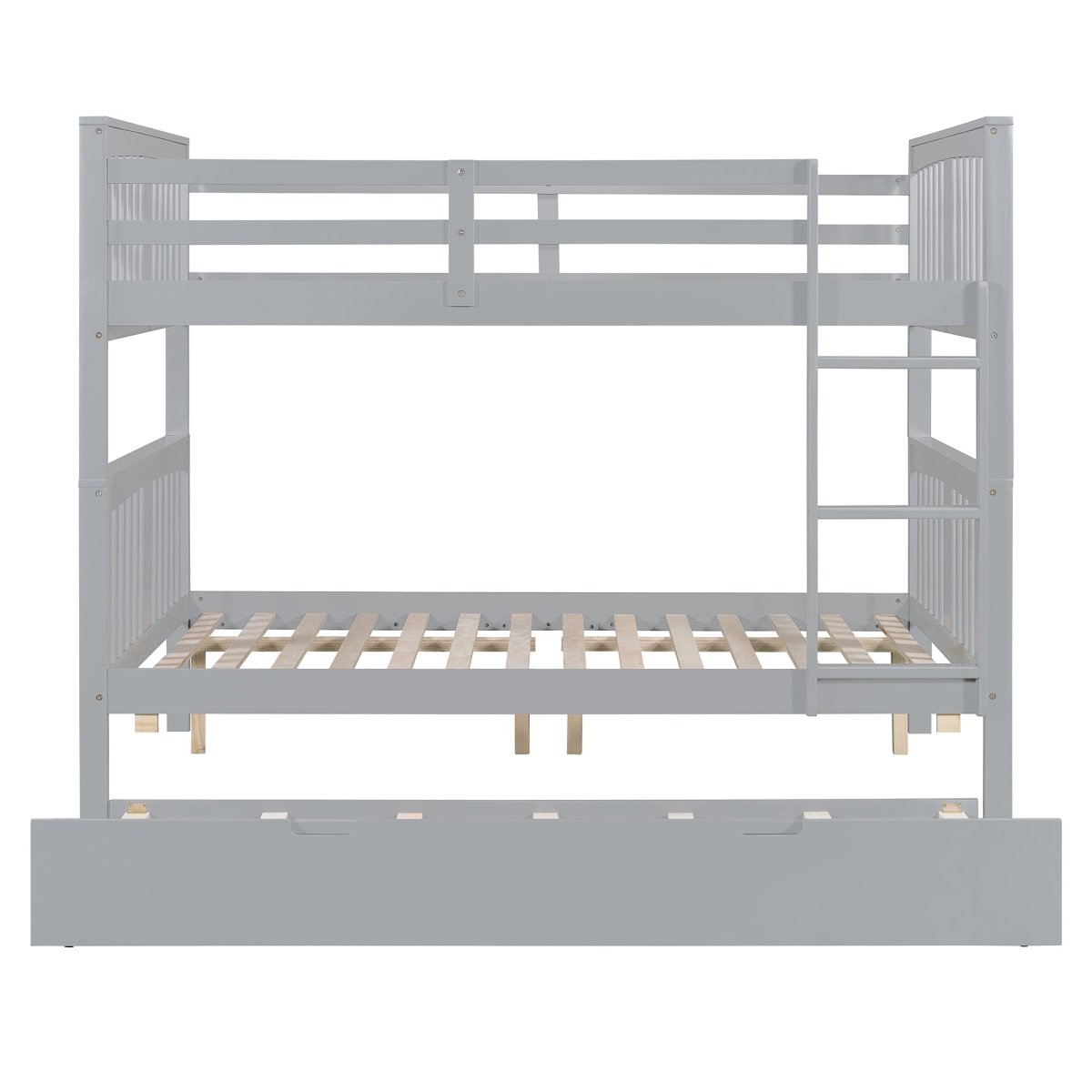 Full Over Full Bunk Bed With Twin Trundle Ladder - Driftwood - Sleep Galleria