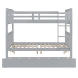 Full Over Full Bunk Bed With Twin Trundle Ladder - Driftwood - Sleep Galleria