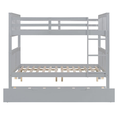 Full Over Full Bunk Bed With Twin Trundle Ladder - Driftwood - Sleep Galleria