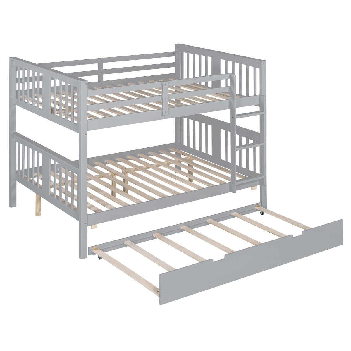 Full Over Full Bunk Bed With Twin Trundle Ladder - Driftwood - Sleep Galleria