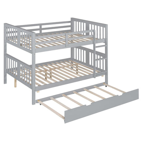 Full Over Full Bunk Bed With Twin Trundle Ladder - Driftwood - Sleep Galleria
