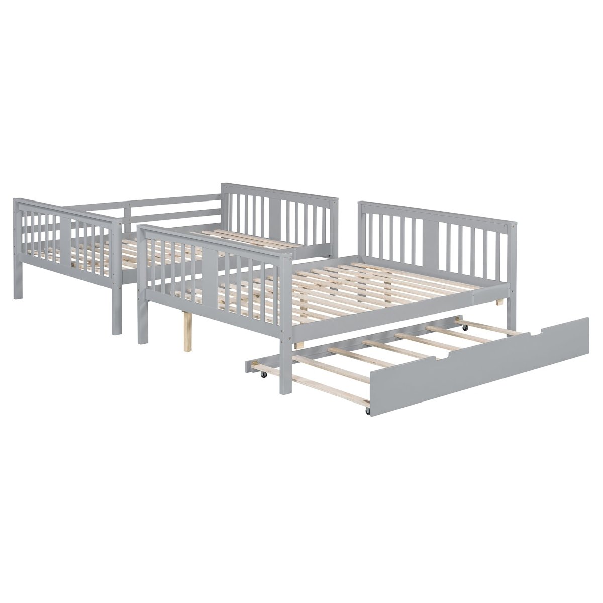 Full Over Full Bunk Bed With Twin Trundle Ladder - Driftwood - Sleep Galleria