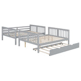 Full Over Full Bunk Bed With Twin Trundle Ladder - Driftwood - Sleep Galleria