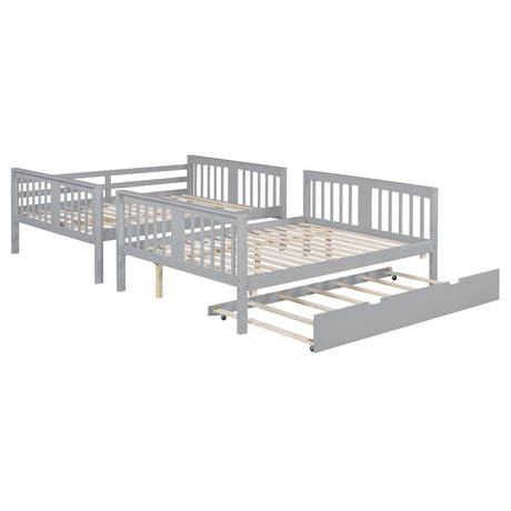 Full Over Full Bunk Bed With Twin Trundle Ladder - Driftwood - Sleep Galleria