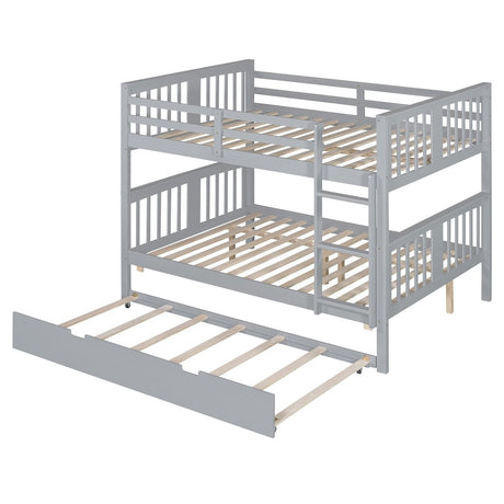 Full Over Full Bunk Bed With Twin Trundle Ladder - Driftwood - Sleep Galleria