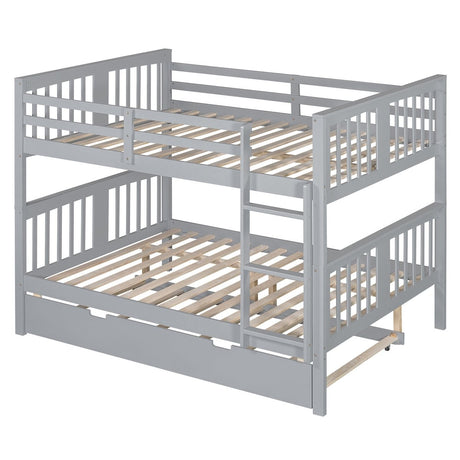 Full Over Full Bunk Bed With Twin Trundle Ladder - Driftwood - Sleep Galleria