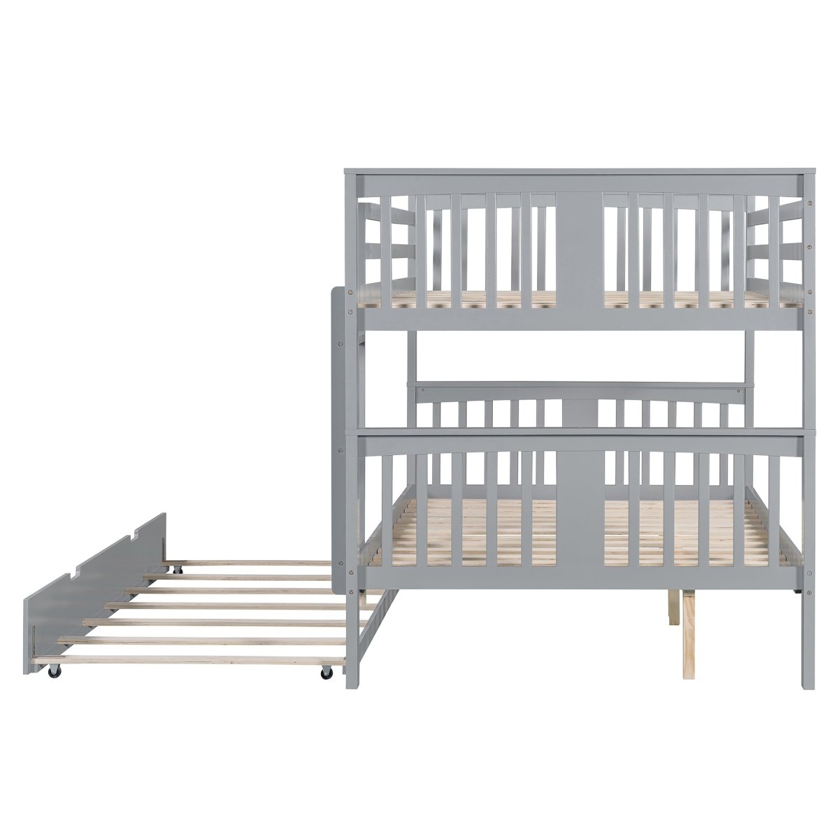 Full Over Full Bunk Bed With Twin Trundle Ladder - Driftwood - Sleep Galleria