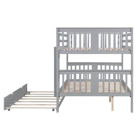 Full Over Full Bunk Bed With Twin Trundle Ladder - Driftwood - Sleep Galleria